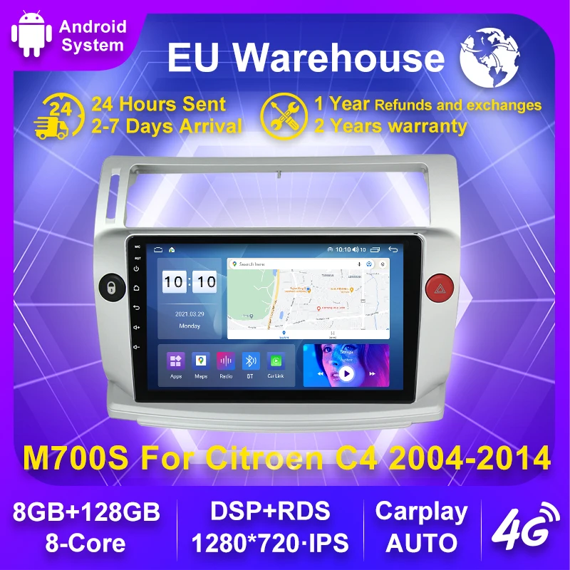 

Автомобильный радиоприемник на Android для Citroen C4 C-Triumph C-четыре 2004-2014 мультимедийный плеер навигация Carplay + Авто WIFI 4G HD IPS DSP RDS
