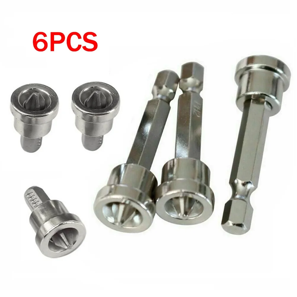 

6pcs/Set Magnetic Positioning Screwdriver Bits Head Woodworking Screw Hex Shank For Gypsum Board Dry Wall Power Tools