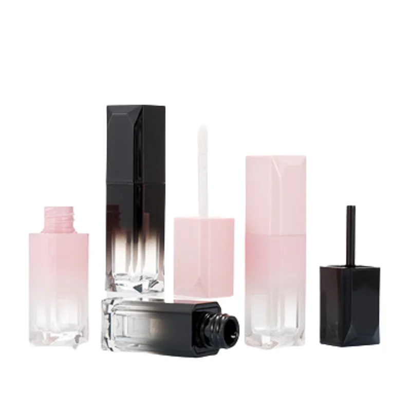 

4ml Lip Gloss Containers Tube Gradient Pink Black Square Liptint Bottle Empty Cosmetic Packaging Wand Lipgloss Tubes 40pieces