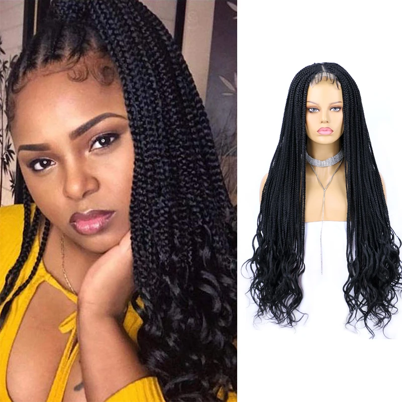 Belle Show Synthetic Lace Front Braided Wig Long Synthetic Wig With Baby Hair Box Braided Hair For African Women