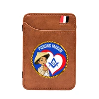 pusong mason design printing leather magic wallet classic men women money clips card purse be1461