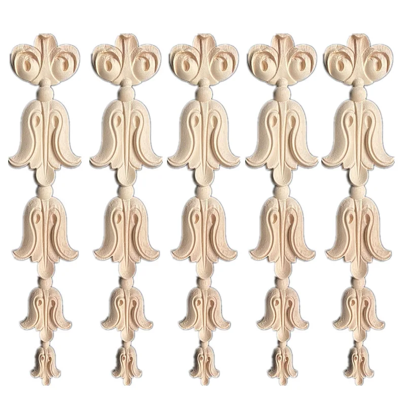 5PCS 29cm Wood Appliques Onlays Decorative Wooden DIY Long Wood Carved Bed Door Home Decor Cabinet Wardrobe Furniture Decoration