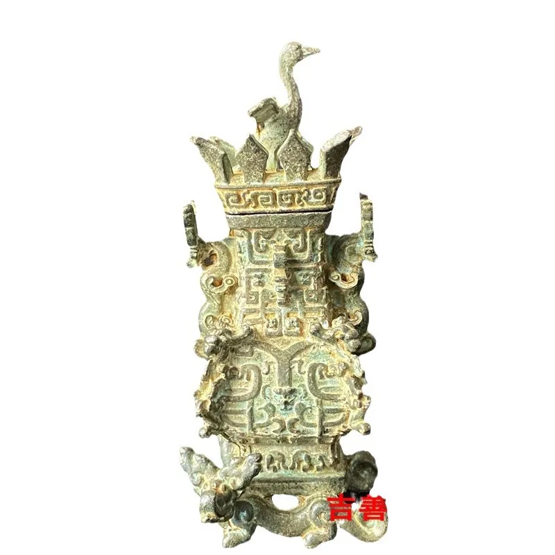 Антикварные весенние и осенние бронзовые лотосы журавлины Хань прямоугольные Ху