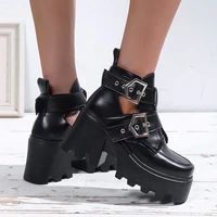 2022 brand design female platform boots fashion punk heart shaped metal buckle wedges high heels women boots cosplay shoes woman