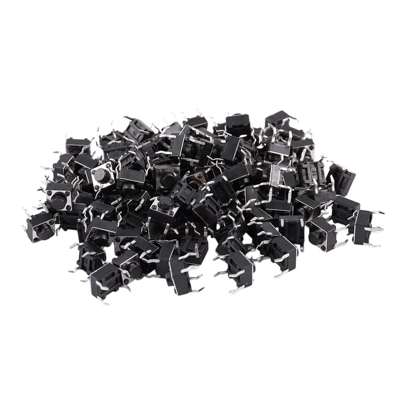 

100Pcs DIP Through Hole SPST Momentary Tactile Tact Switch 6 X 6 X 5Mm