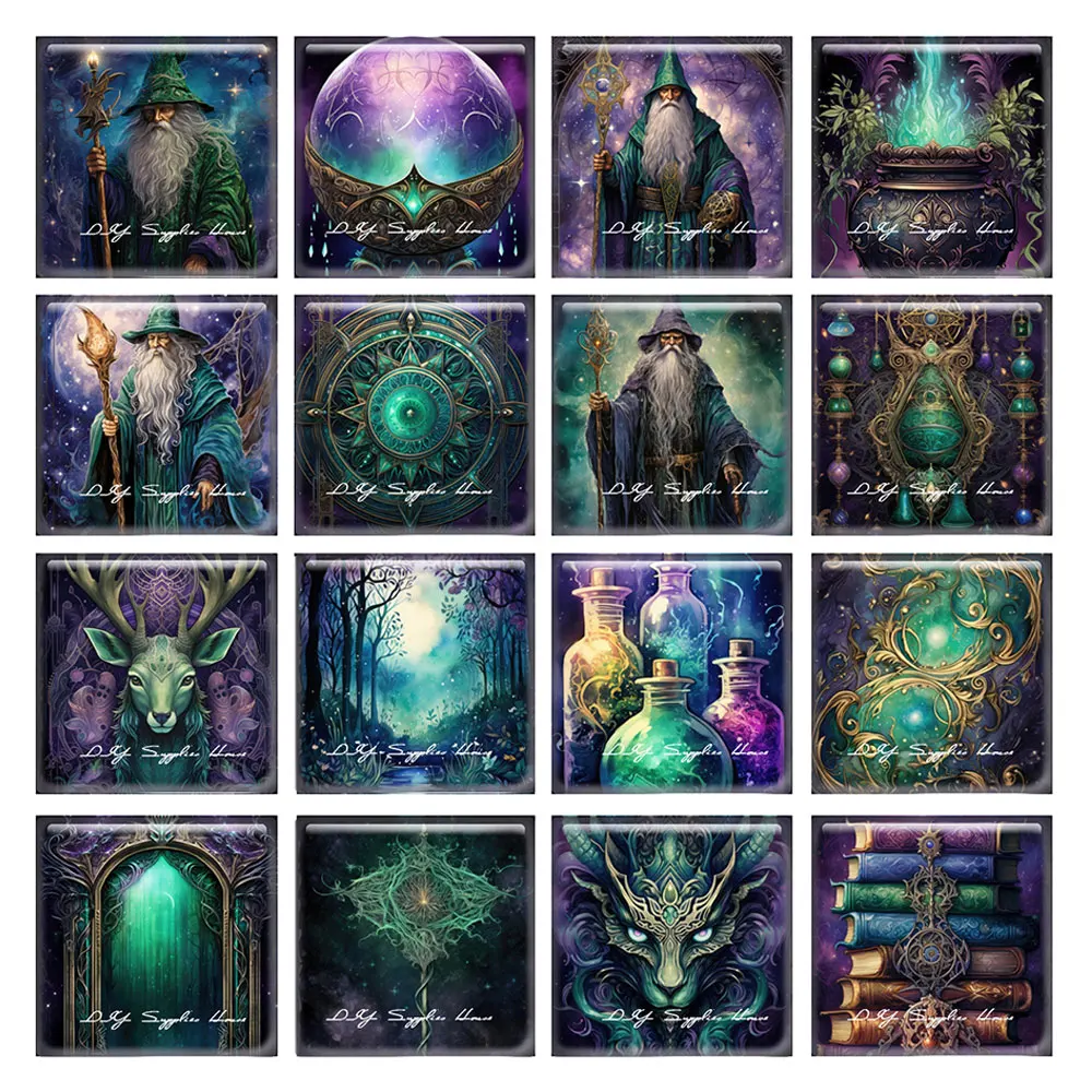 10 шт./лот готическая фиолетовая зеленая ведьма-волшебник квадратная фотография