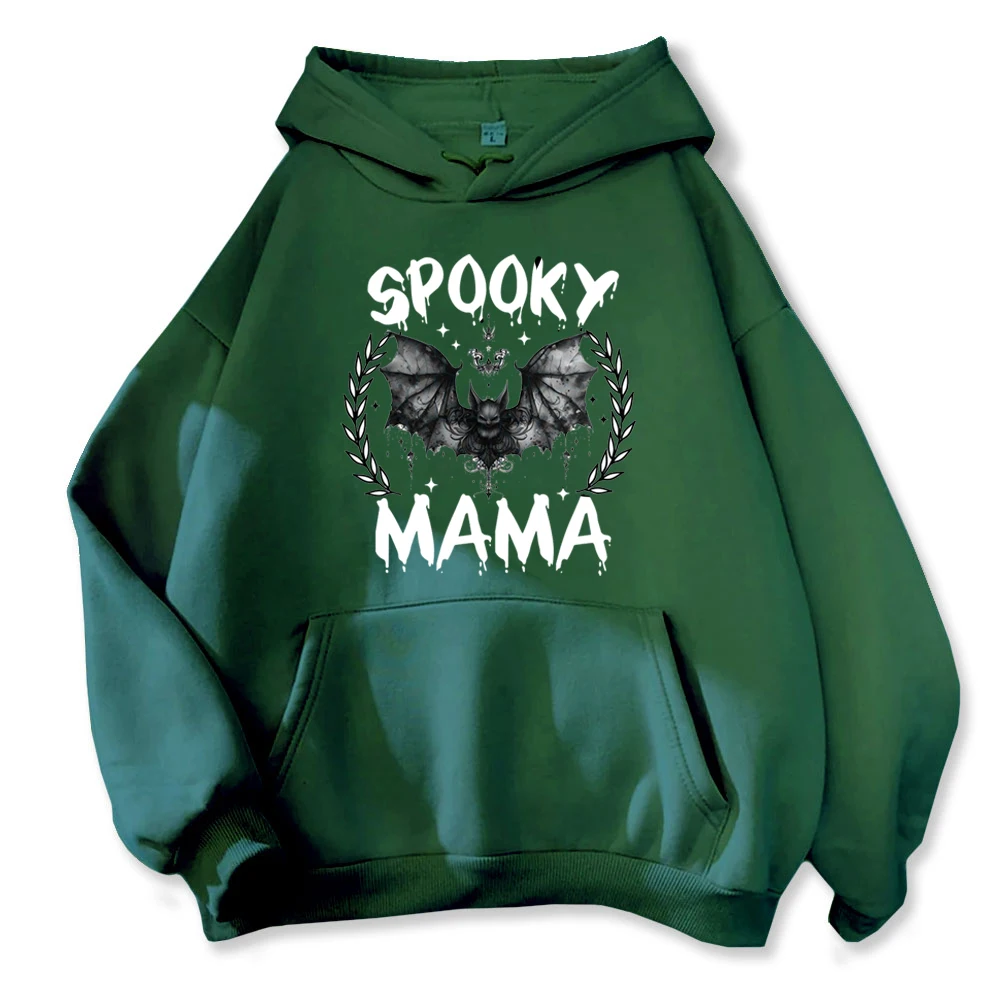 Толстовка на Хэллоуин Spooky Mama с капюшоном в готическом стиле принтом летучая мышь