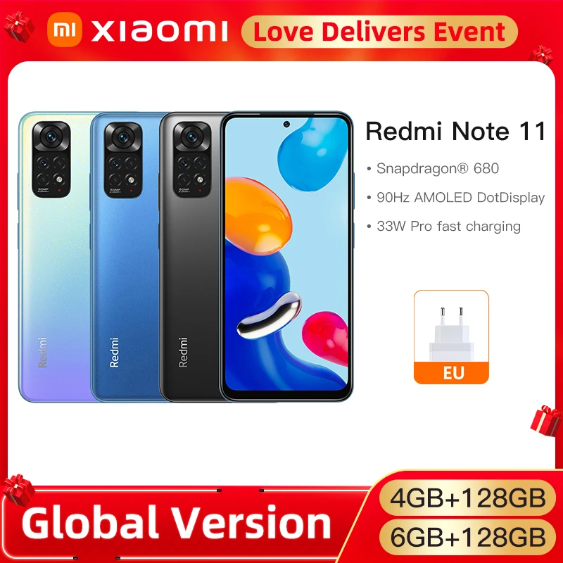 Global Version Xiaomi Redmi Note 11 Smartphone Snapdragon 680 Octa Core 33W Pro Fast Charging 50MP Quad Camera