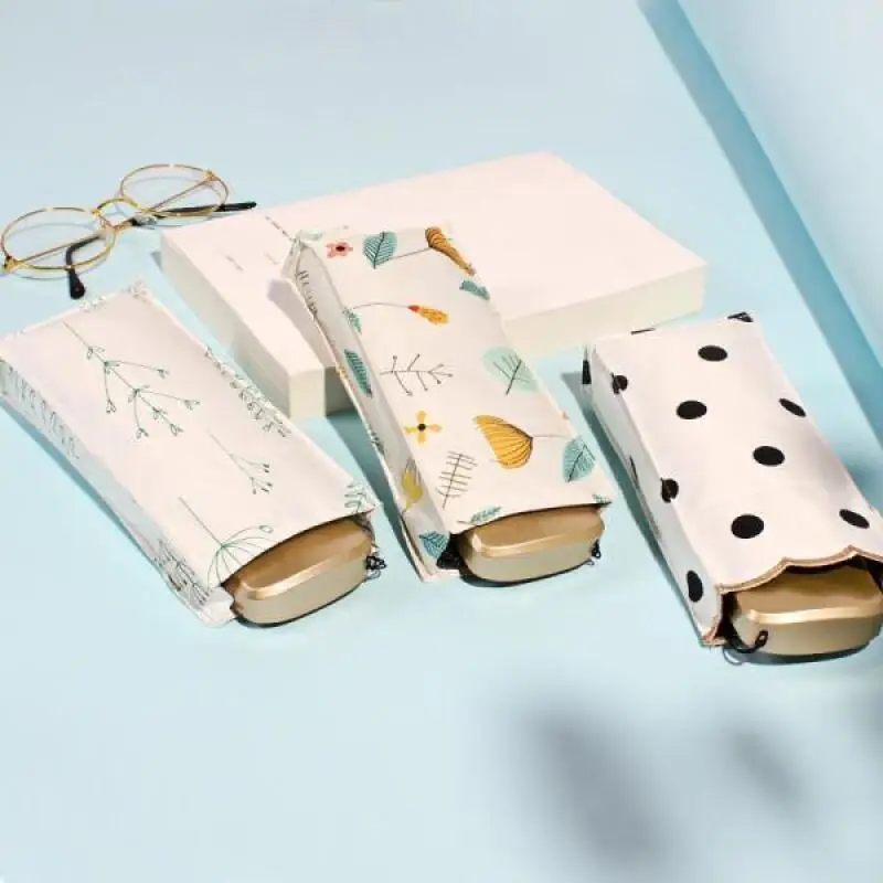 Женский студенческий мини-зонт Складывающийся в 5 раз с карманом солнечный