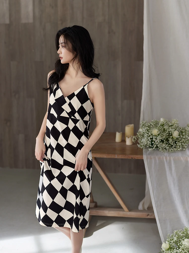 Ночная рубашка женская летняя из модала и хлопка пикантная Пижама на бретельках