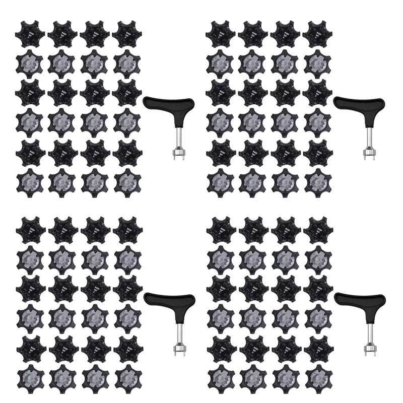 

100Pcs Easy To Change Studs, Universal Anti Skid Golf Shoes, With Golf Spike Wrench Two Pin Shoes Remover Replacement