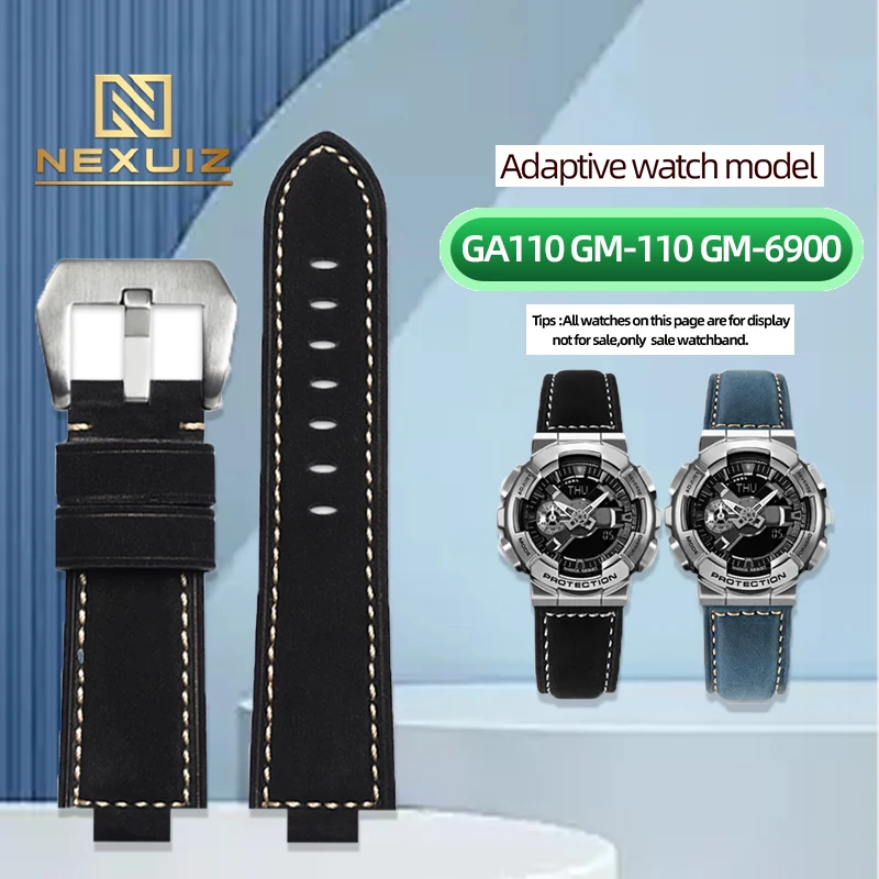 Ремешок из натуральной кожи для часов Casio GM110 GA110 браслет воловьей синий черный