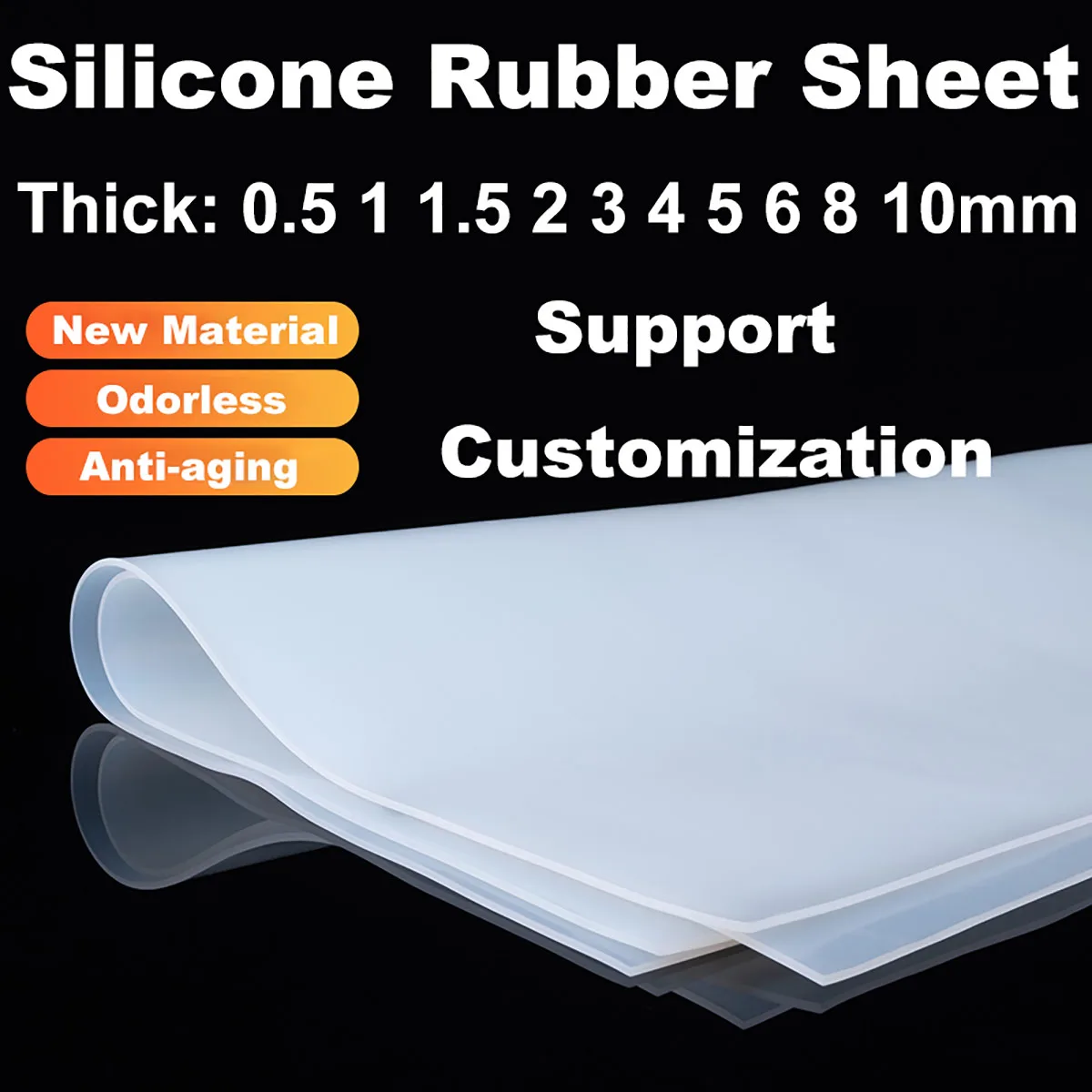 

Лист силиконовой резины, полупрозрачная, устойчивая к высоким температурам силиконовая гелевая пластина 50x50-1000x1000 мм, толщина 0,5 1 1,5 2 3 4 5-10 мм