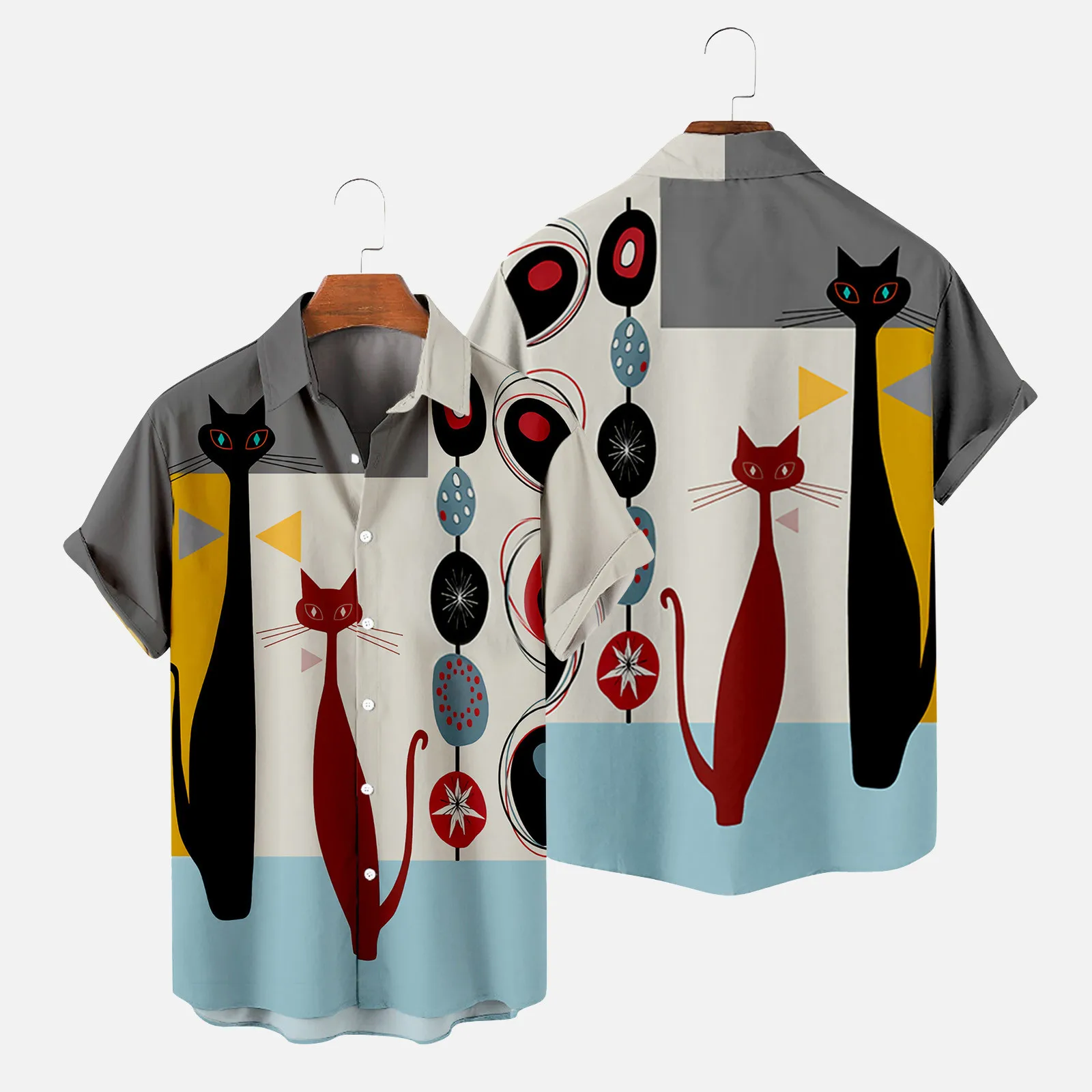 

Men Clothing Fashion Summer Men Summer Fashion Top Shirt Leisure Digital Mens Leopard Print Shirt Button down Summer Shirt