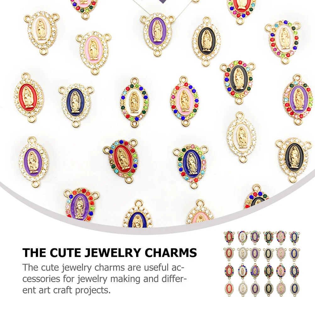 24 Pcs Key Chain Virgin Mary Jewelries Charms Jewelry Making Keychain Costume Jewlery Pendant Necklace Alloy DIY Accessories