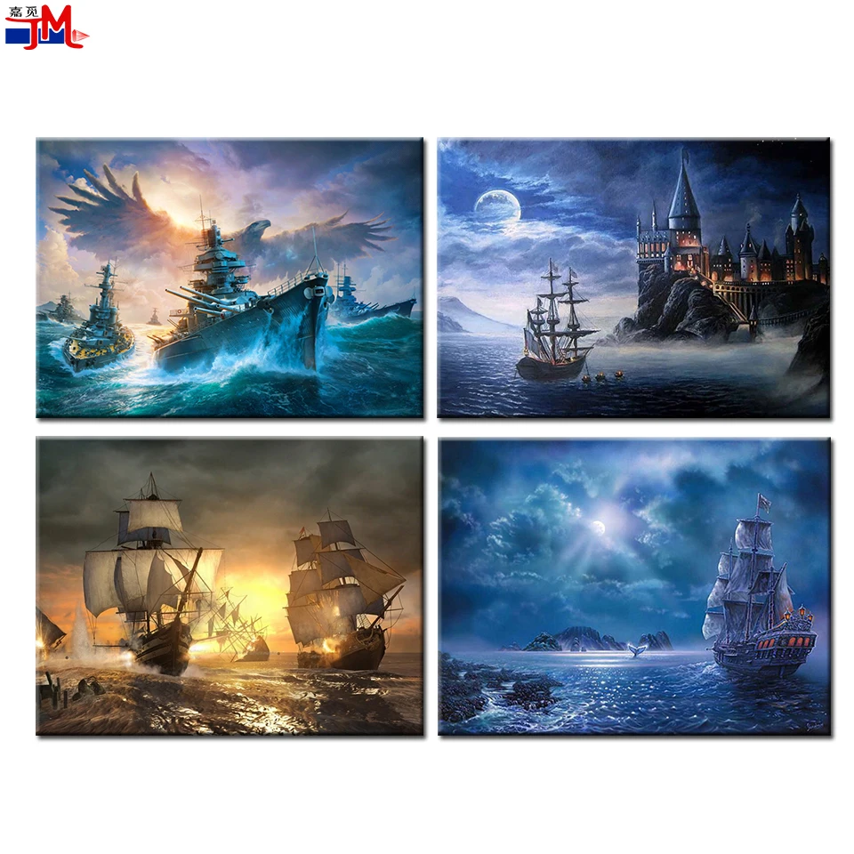 

Полностью круглая Алмазная картина, новинка 2022, алмазная вышивка, пиратский корабль, искусственный замок, вышивка крестиком, домашний подарок