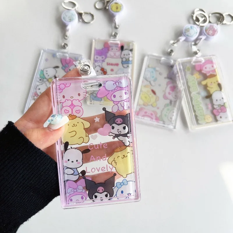 Мультяшный держатель для карт Sanrio Kuromi: чехол для ID-карт, транспортных пропусков, фотографий, ключница, чехол для детских карт, подарок (art.: 3920d8f6134fd) - 3920d8f6134fd