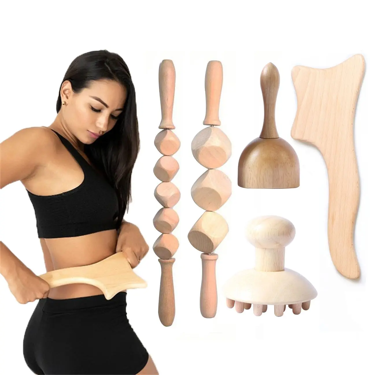 

Wooden Acupuncture Roller Therapy Lymphatic Thai Massage Health Care Reflexology Body Massage Tool