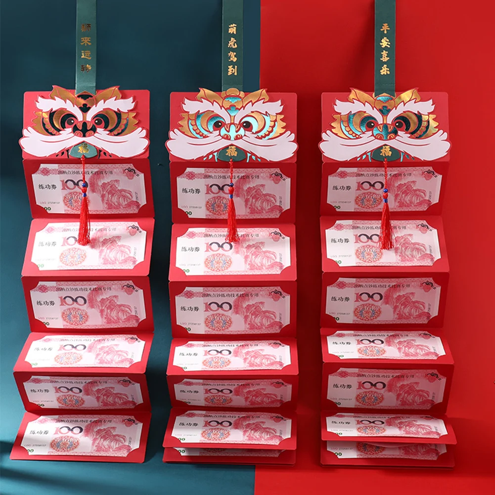 

Creative Year of The Tiger Red Pocket Folding Red Envelope Money Packet Bag for Kids Boys Girls New Year Gifts