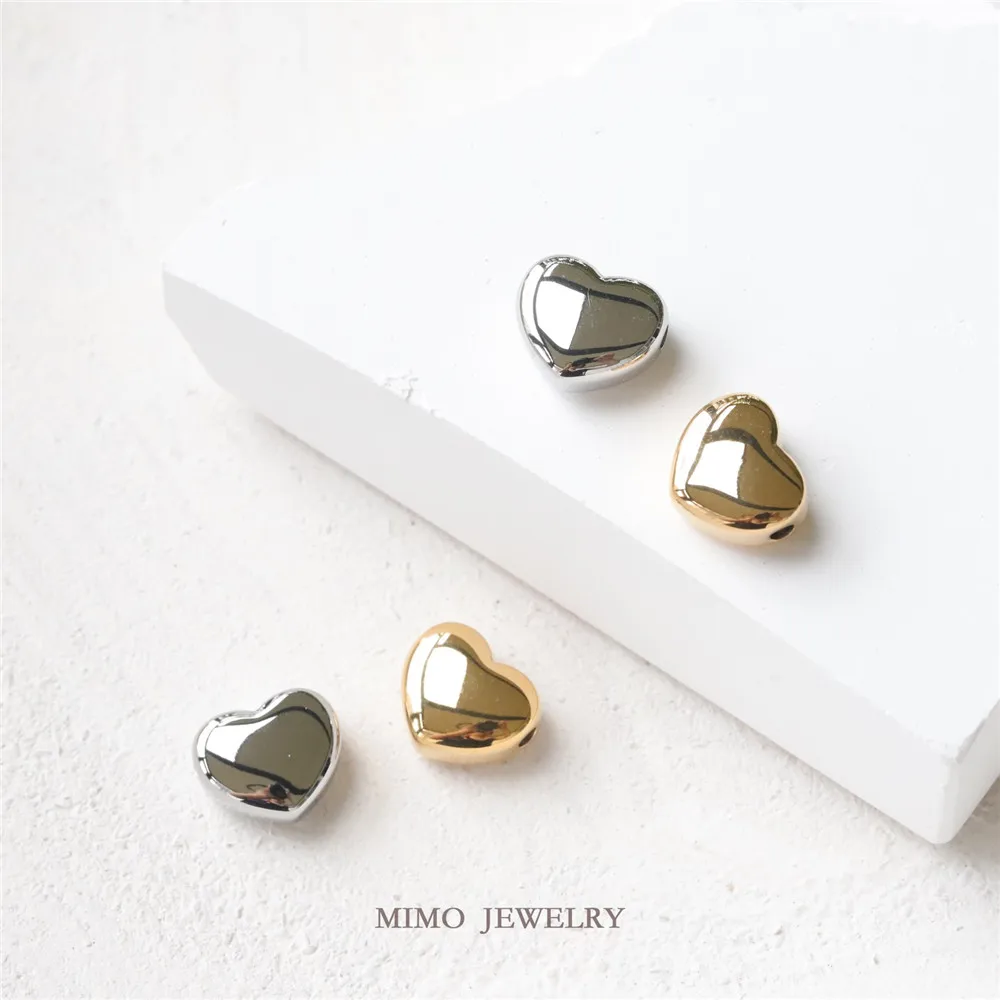 

Color titanium steel gold-plated chubby through-hole three-dimensional love pendant personality mixed match necklace DIY accesso