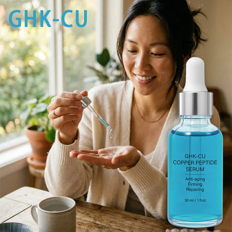 Фото Сыворотка с пептидами меди Ghk-cu 30 мл: Восстанавливающая эссенция для лица, глубоко увлажняющая, питательная, для ежедневного ухода за кожей, крем для лица №4