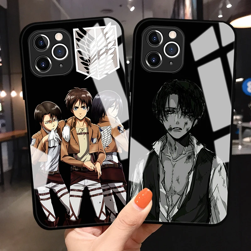 

Attack On Titan Japanese Anime Phone Cover For iPhone 11 12 13 Pro Max X XR XSMax 7 8 Plus 12 13 Mini Tempered Glass bumper Case