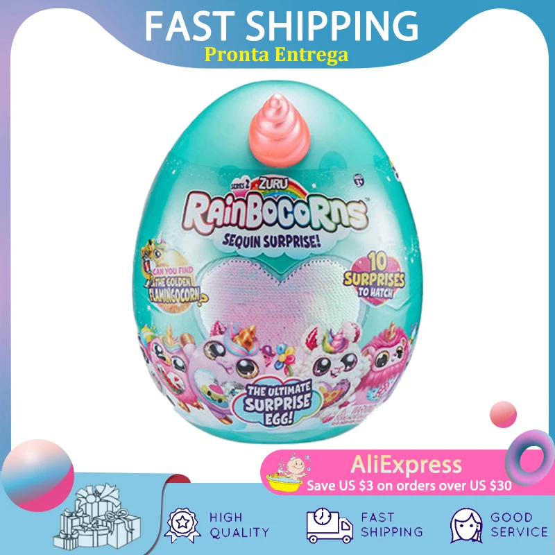 Best الأصلي Zuru البيض اللعب Rainbocorns سلسلة 2 الترتر مفاجأة البيض Kawaii محشوة اللعب بلوشي اللعب للفتيات وسادة العناق يونيكورن