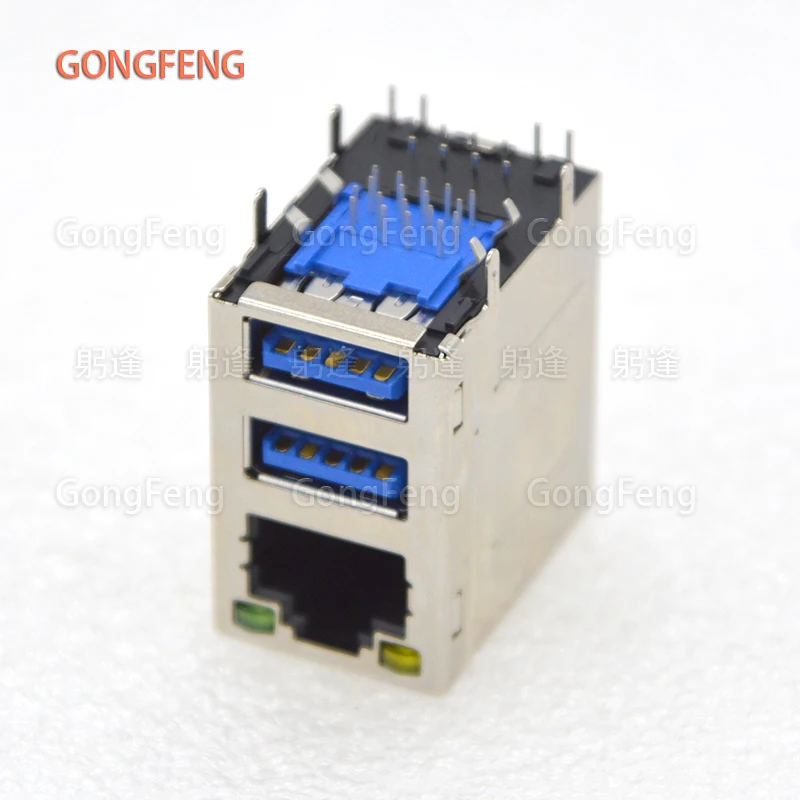 

Сетевой разъем Ethernet 100 шт., соединитель модуля RJ45 светодиодный светодиодным двойным USB3.0 + разъем RJ45 с экранированием без трансформатора