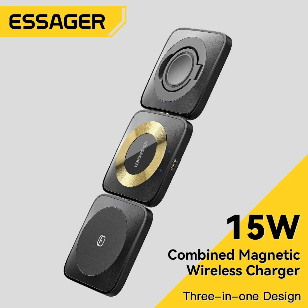 

Essager 3 in 1 Magnetic 15W Wireless Charger Stand For iPhone14 13 12 Pro Max Fast Charging Dock Station For Apple Watch/AirPods
