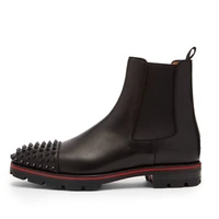 new design men british casual boots black leather men rivet shoes ankle boots male low heels men chelsea boots