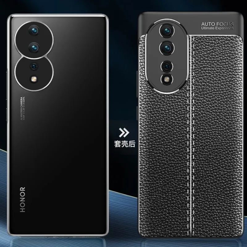 For Honor 80 Cover Leather Soft Silicone Shockproof TPU Bumper Back Cover Honor 80 Phone Case Honor 80