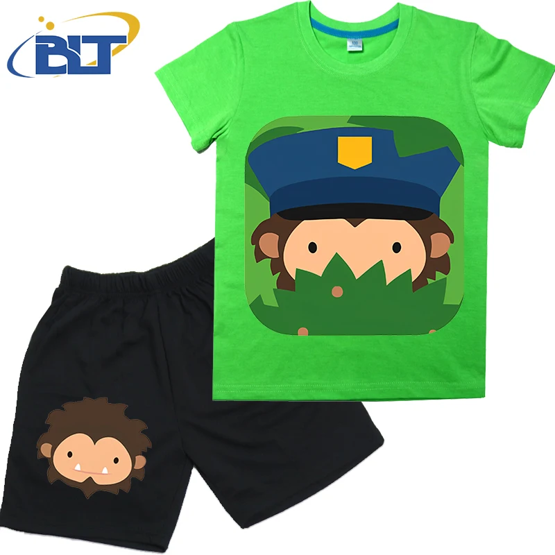 Комплект летней детской футболки с изображением снежной кошки Детские хлопковые