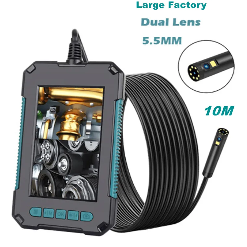 

3.9mm Dual Lens P40 Industrial Endoscope Camera Single 5.5mm 8mm 1080P 4.3" IPS Screen Borescope IP68 Waterproof LEDs 2600mAh