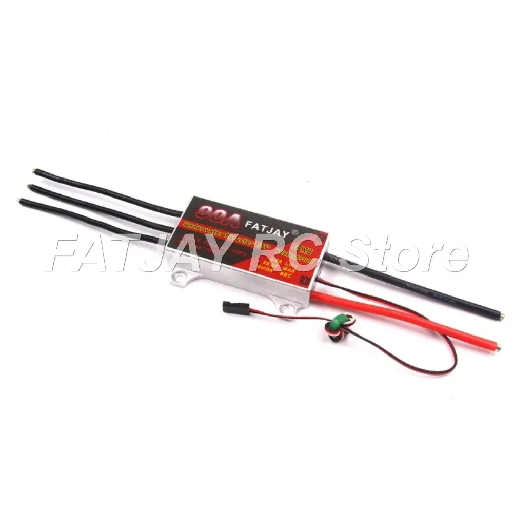 Фото Водонепроницаемый регулятор скорости 90A 6S ESC FATJAY, бесщеточный, 24В, металлический корпус, с программатором, защита от низкого напряжения, для радиоуправляемых моделей №2