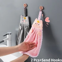 2 pcs cute childrens handkerchief towels hanging thickened pure cotton absorbent bathroom face wash towel kitchen accessories