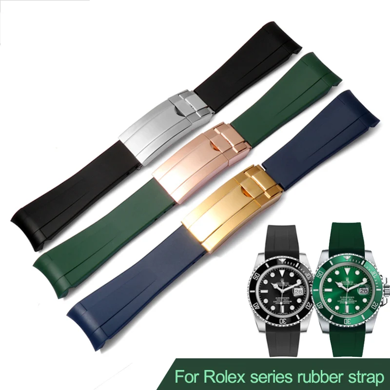 

For Rolex Rubber Watch strap male ditongna Green Water Ghost diver green silicone watch band 20/21mm