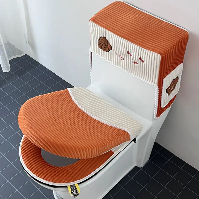 

Toilet Seat 2/3 Pieces Cushion Four Season Universal Household Waterproof Zipper Toilet Set