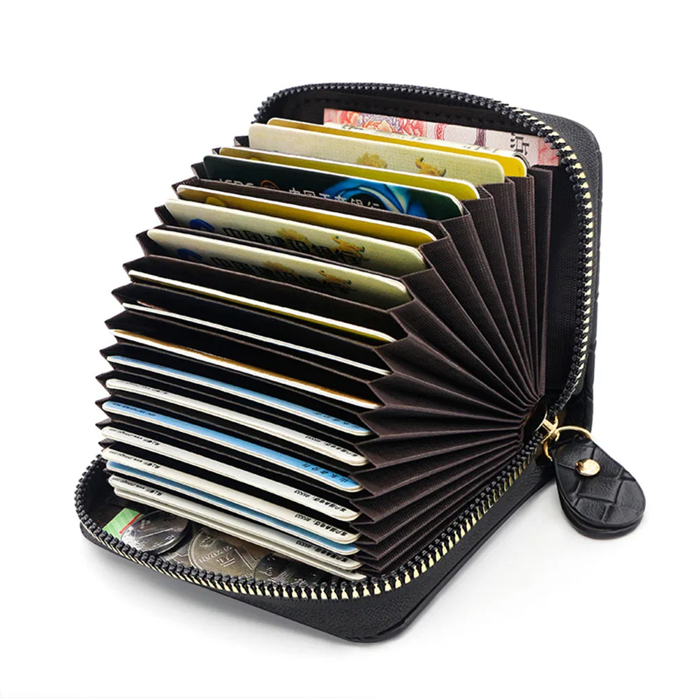 Organ Zipper Card Holder With Woven Pattern Portable Simple Style Card Holder Gift For Birthday