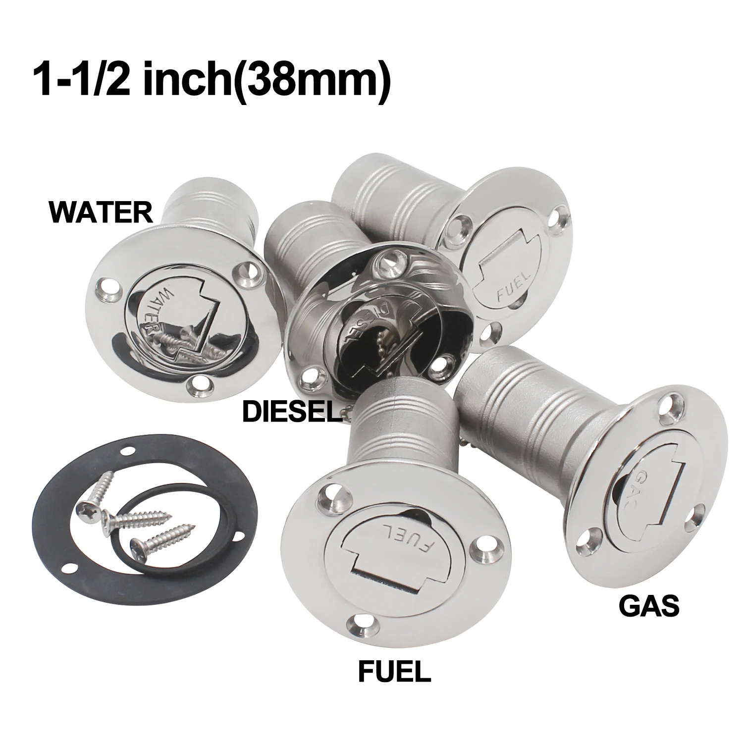 

1-1/2"(38mm) FUEL GAS WATER DIESEL Boat Deck Fill Filler Cap Marine 316 Stainless Steel Hardware for Boat Yacht