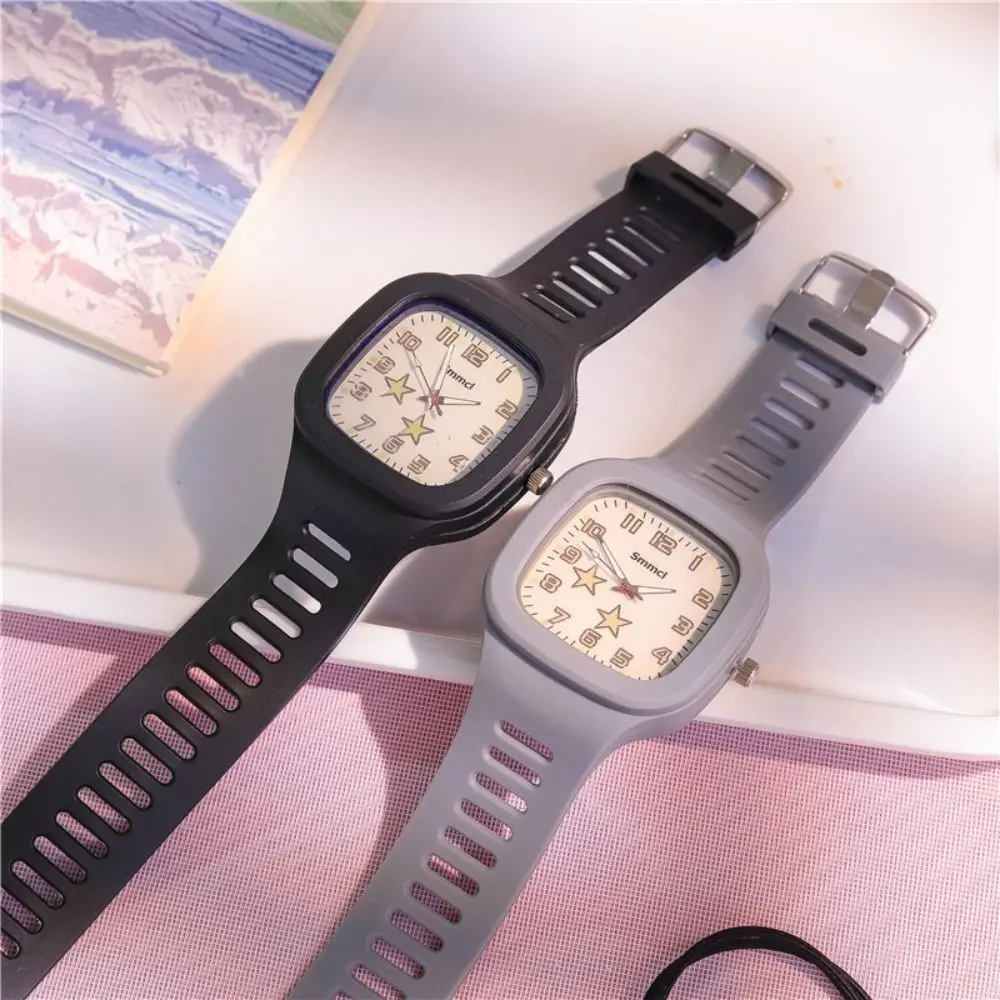 Креативные квадратные наручные часы с силиконовым ремешком многоцветные
