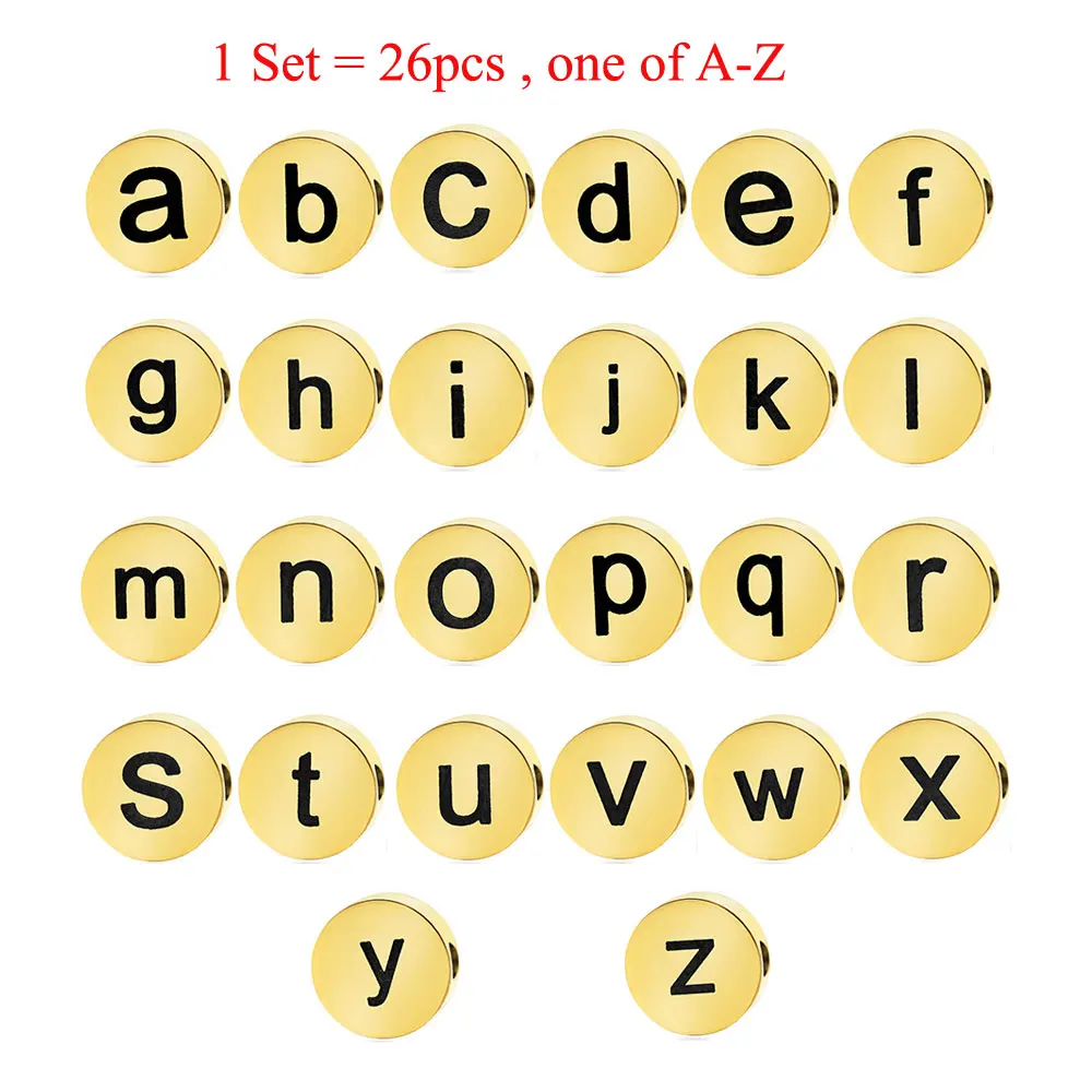 

1 Set 26pcs A-Z diy Letter Beads Wholesale Inital Name Stainless Steel Charms For Bracelet Making