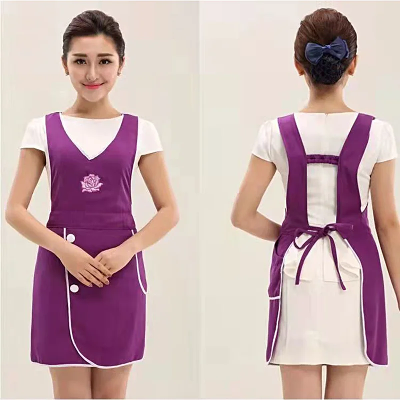 

Home Flower Shop Woman Apron With Pocket Cooking Kitchen Baking Cleaning BBQ Bib Female Waitress Server Gardening Nail Pinafore