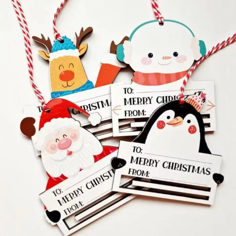 

Wooden Christmas Money Holder Decoration New DIY Cartoon Red Envelope Cash Clip Hanging Pendant Party