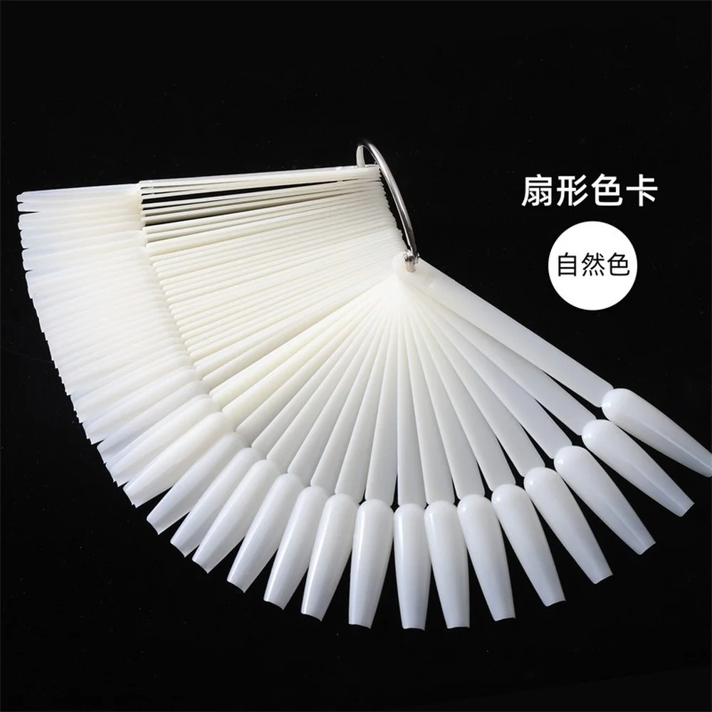 

50pcs Oval False Display Nail Art Fan Wheel Practice Board Tip Sticks for Dipping Powder Colors UV Gel Nail Polish Display Chart