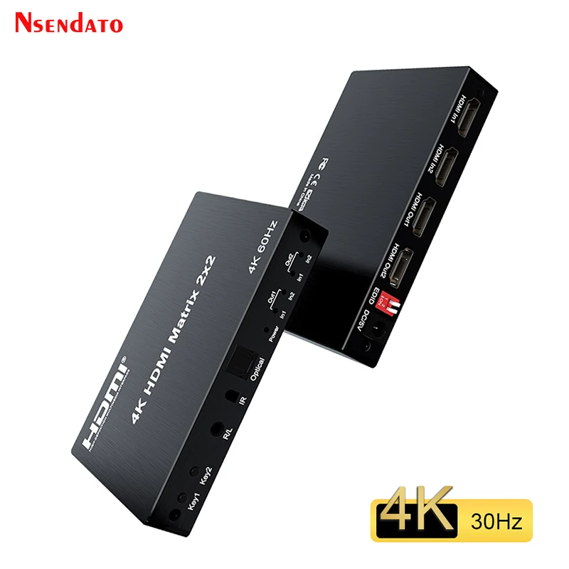 

4K 60Hz HDMI Matrix 2x2 For Dolby HDMI Splitter Switch 2 In 2 4K 60hz Matrix hdmi Switch With EDID Optical For PC to TV Monitor