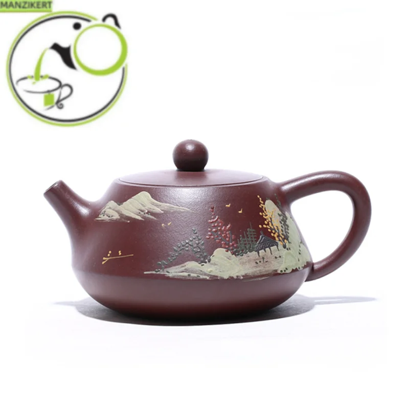 

230ml Chinese Yixing Purple Clay Teapots Handmade Zhu Mud Stone Scoop Tea Pot Zisha Filter Beauty Kettle Household Tea Set