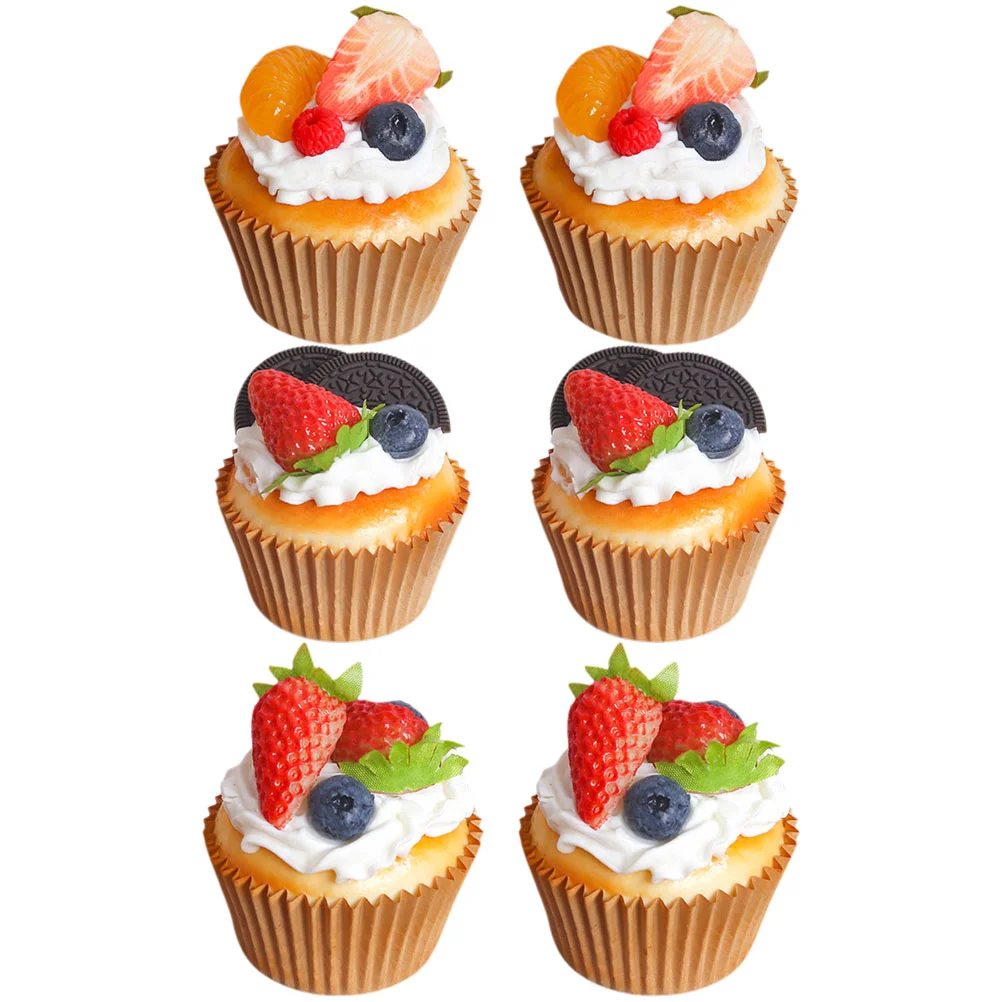 

6 Pcs Food Toys Kids Food Pretend Play Artificial Food Models Lifelike Cupcake Artificial Cupcake Props