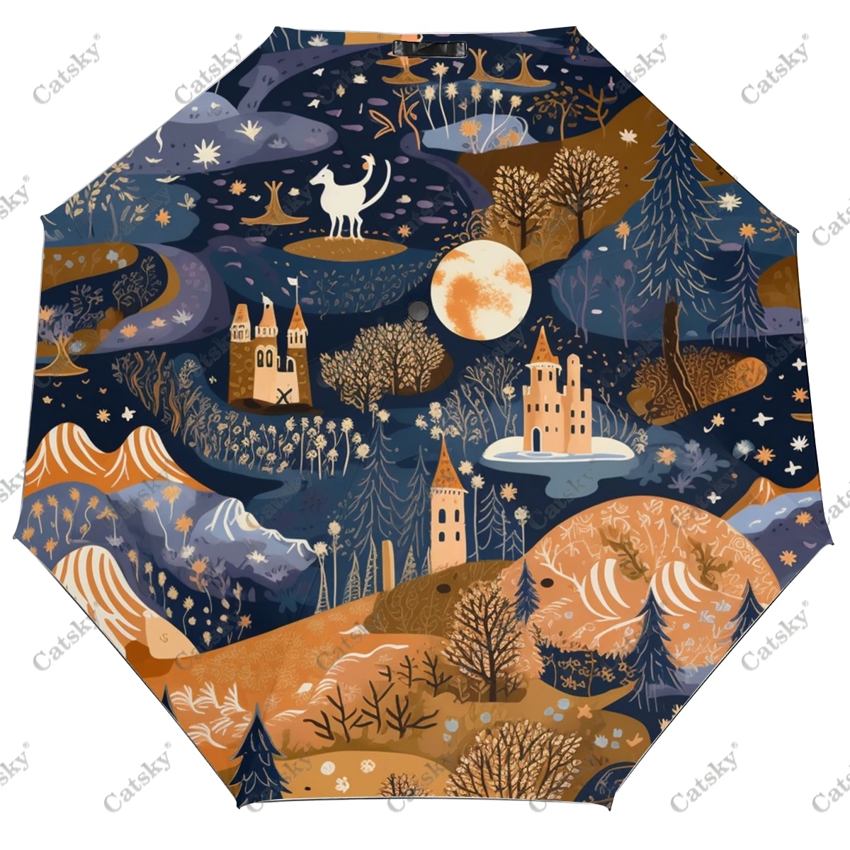 

A Colorful Landscape Mountains Folding Umbrella Automatic Open and Close Travel Umbrella Compact Lightweight Windproof Umbrellas