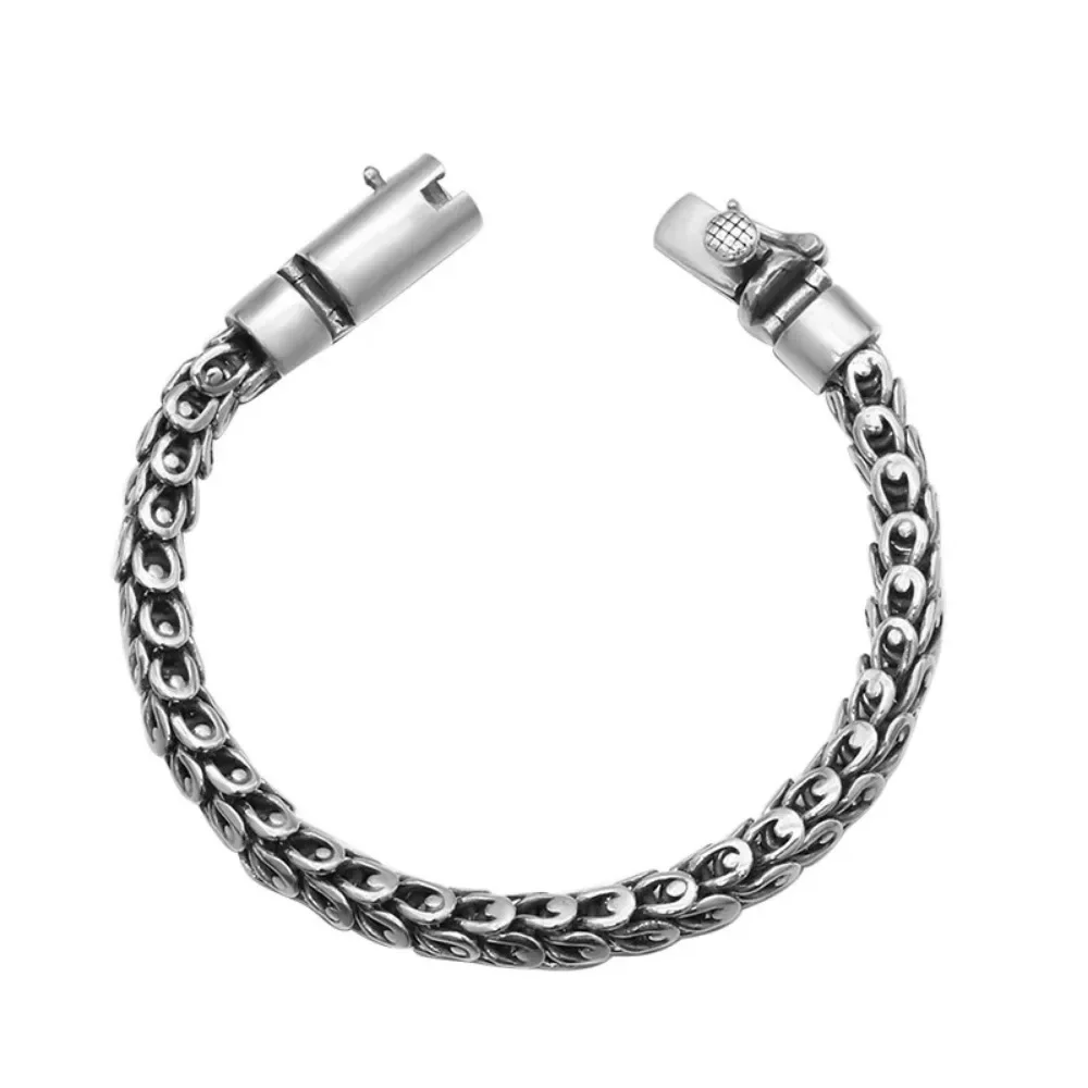 Мужской браслет из серебра 925 пробы с тираннозавром