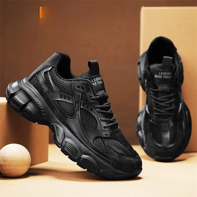 Deerway Men's Shoes Winter Retro Casual Heighten Soft Bottom Youth Shock Absorption Light Running Sports Daddy Tide